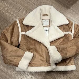 Hollister Faux Sheepskin Cropped Jacket New With Tags Size Small